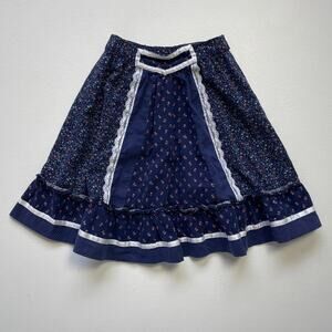 Vintage 70s 80s Cottagecore Prairie Skirt Kids Girls / Calico Western / 19-20" W